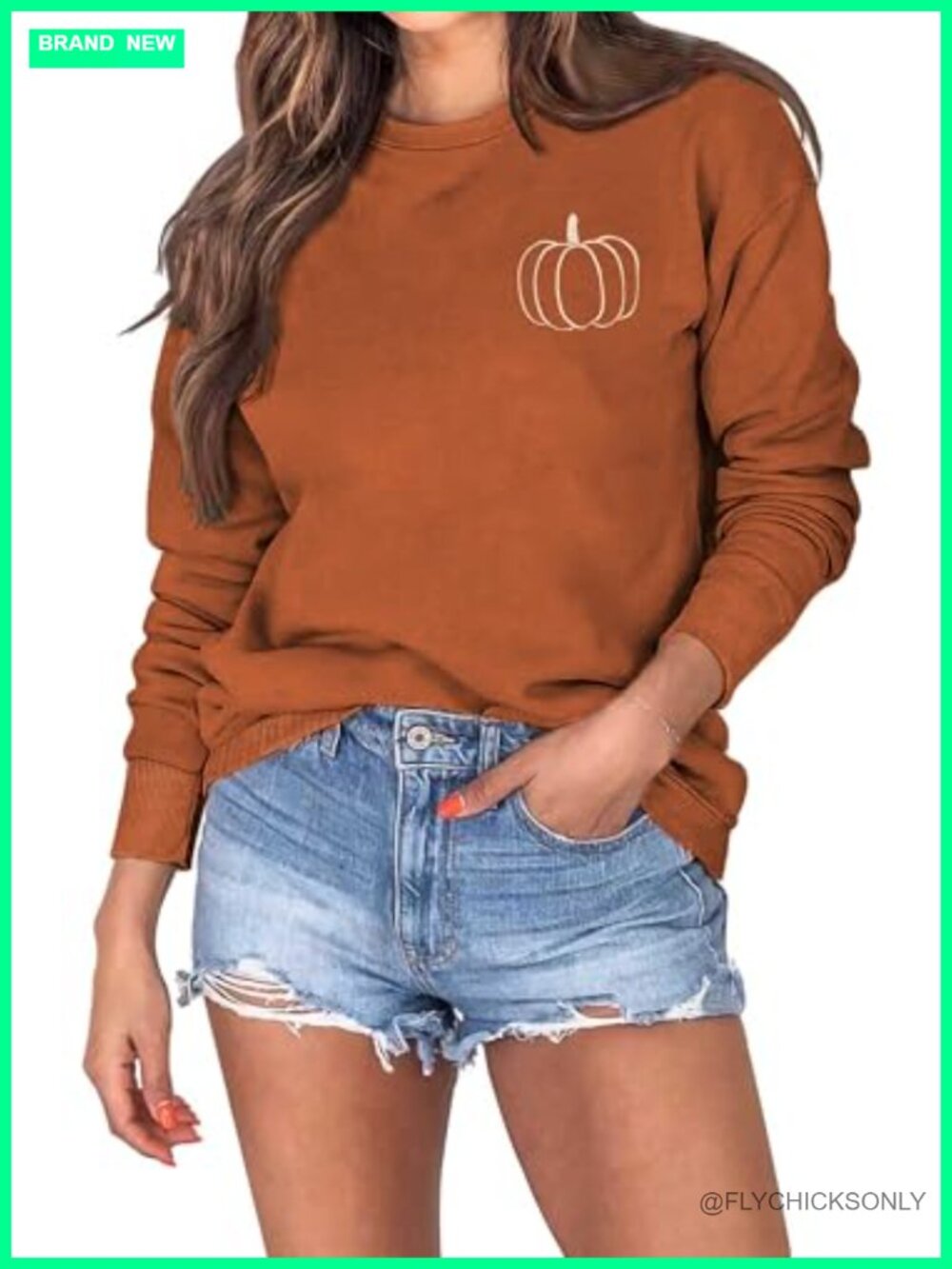 Women's Pumpkin Embroidered Crewneck Sweatshirt Fall Thanksgiving Pullover